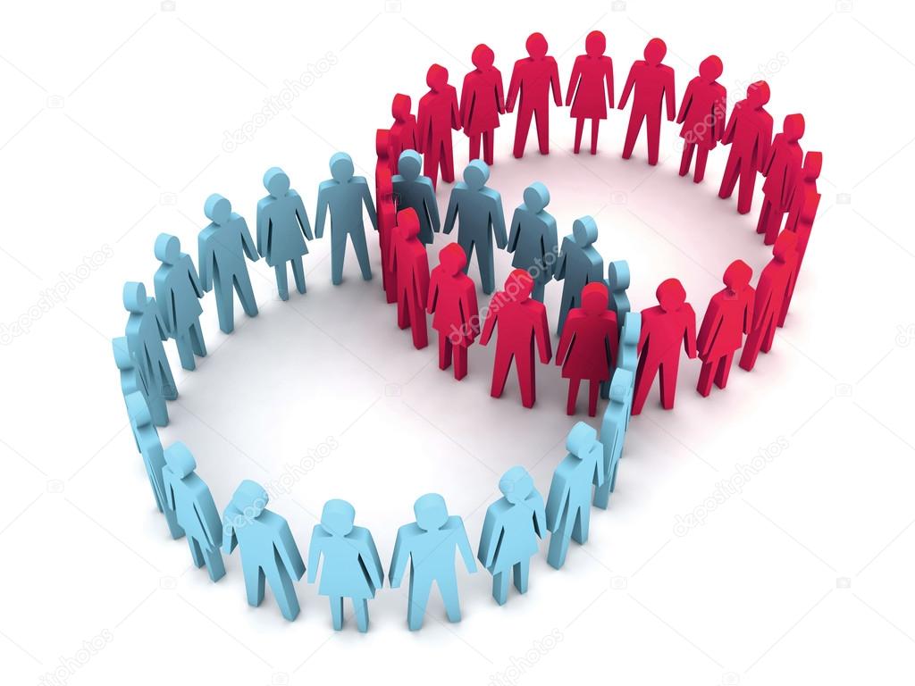 Different groups of people. Concept 3D illustration Stock Illustration