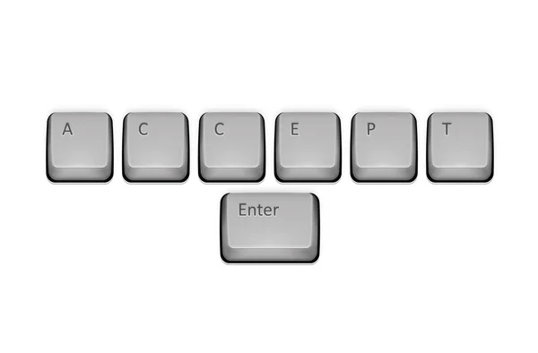 Wortakzeptanz auf der Tastatur und Eingabetaste. Vektorkonzept illustriert — Stockvektor