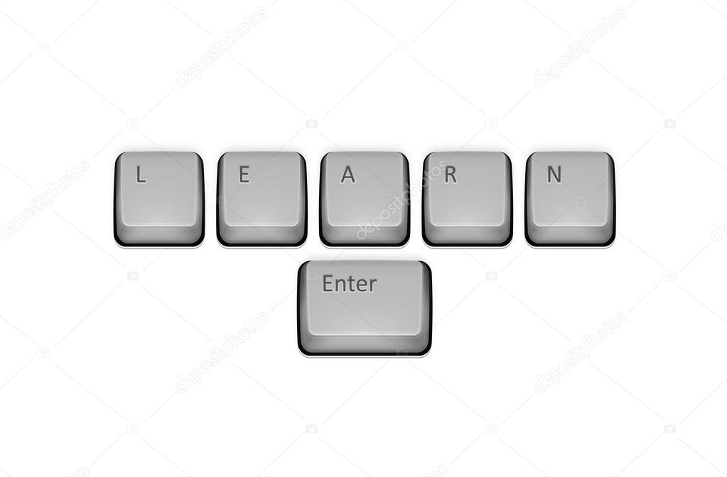 Word Learn on keyboard and enter key. Vector concept illustratio