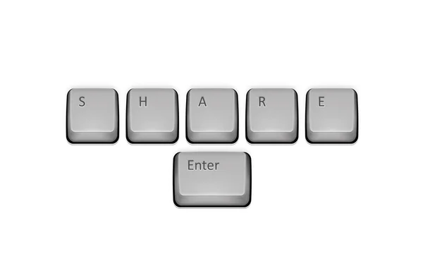 Mot Partager sur le clavier et entrez la touche. Illustration de concept vectoriel — Image vectorielle