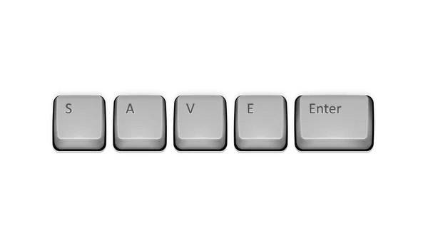 Palavra Salvar no teclado e digite a chave. Ilustração do conceito de vetor —  Vetores de Stock