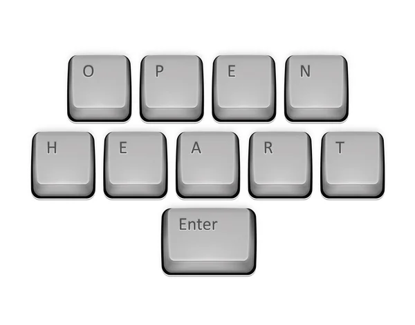 Frase Corazón abierto en el teclado e introduzca la tecla . — Vector de stock