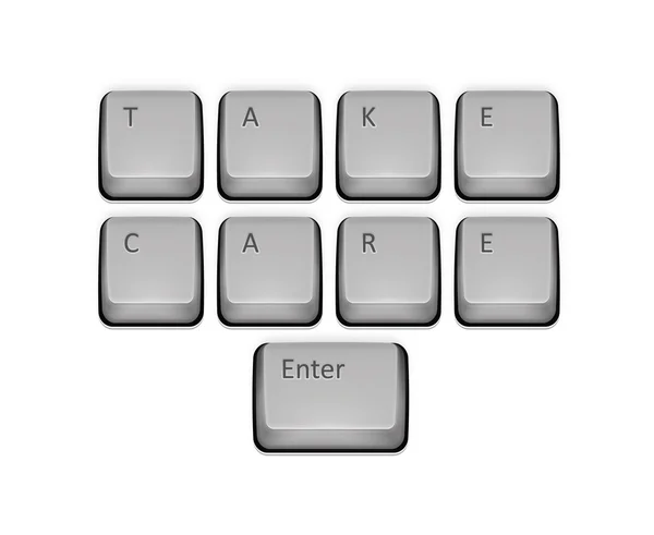 Phrase Take Care on keyboard and enter key. — Stock Vector