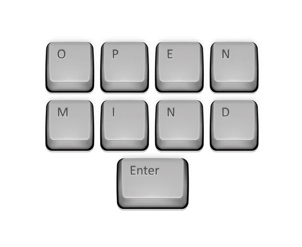 Phrase Open Mind sur le clavier et entrez la touche . — Image vectorielle