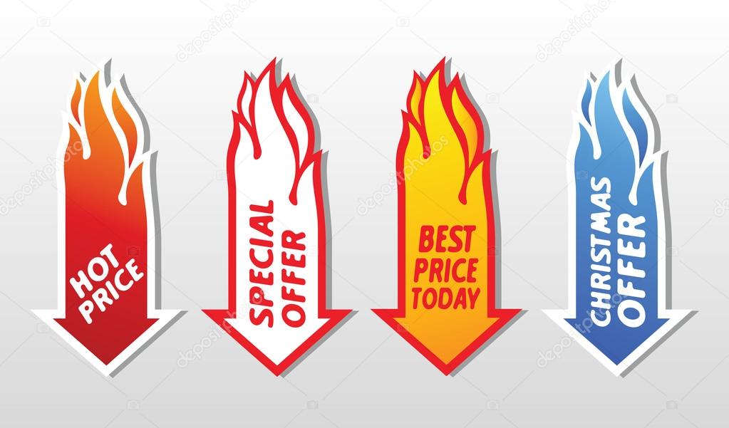 Special offer flaming arrow symbols.