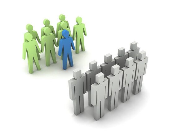 Команда с лидером против команды без лидера, толпы
.