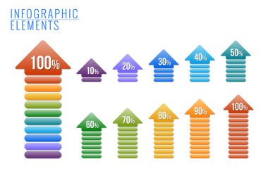 infographics elemanları, yüzde ilerleme. 