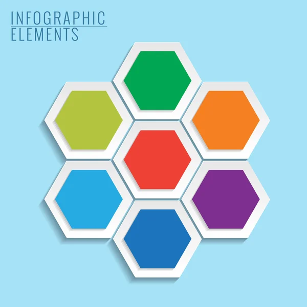 Infographic with honeycomb structure on the blue background. — Stock Vector