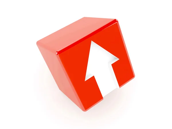 3D red cube with an arrow pointing up. — Stock Photo, Image