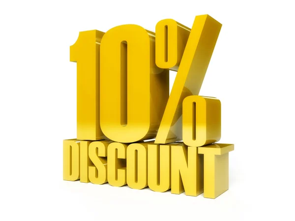 10 percent discount. Golden shiny text. — Stock Photo, Image