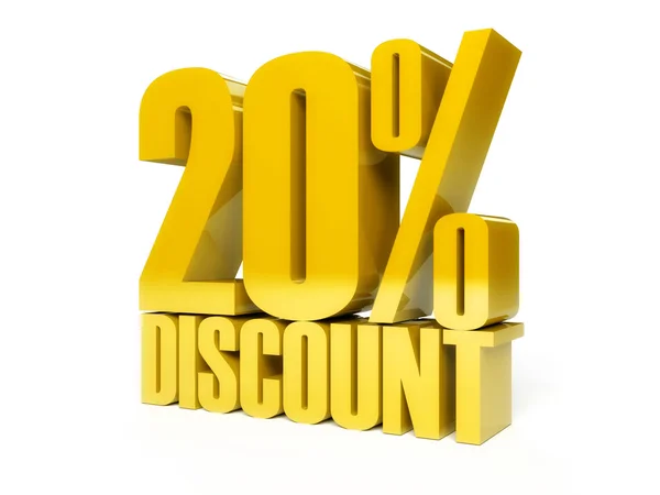 20 percent discount. Golden shiny text. — Stock Photo, Image