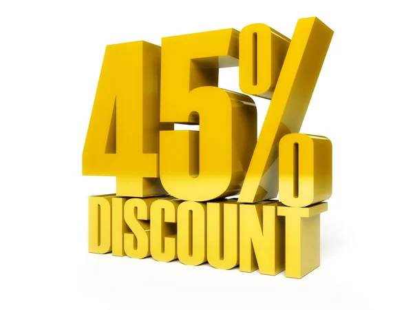 45 percent discount. Golden shiny text. — Stock Photo, Image