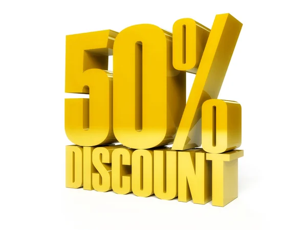 50 percent discount. Golden shiny text. — Stock Photo, Image