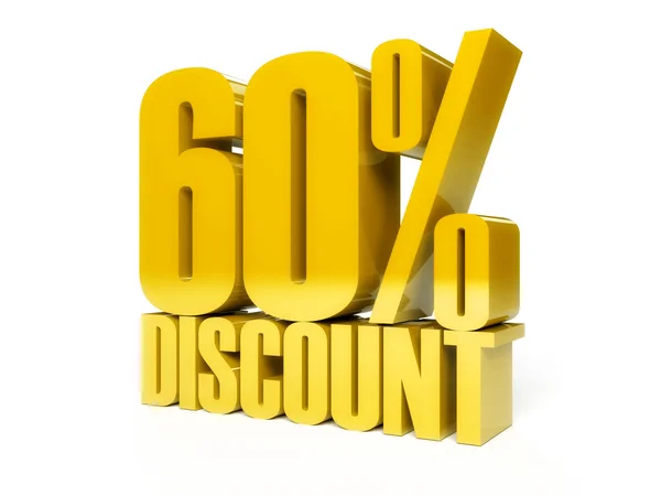 60 percent discount. Golden shiny text. — Stock Photo, Image
