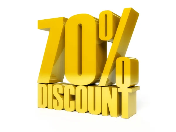 70 percent discount. Golden shiny text. — Stock Photo, Image