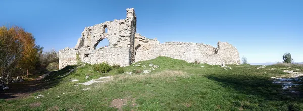 Ruins of of an ancient fortress on a plateau Mangup Kale. Ukraine, Crimea