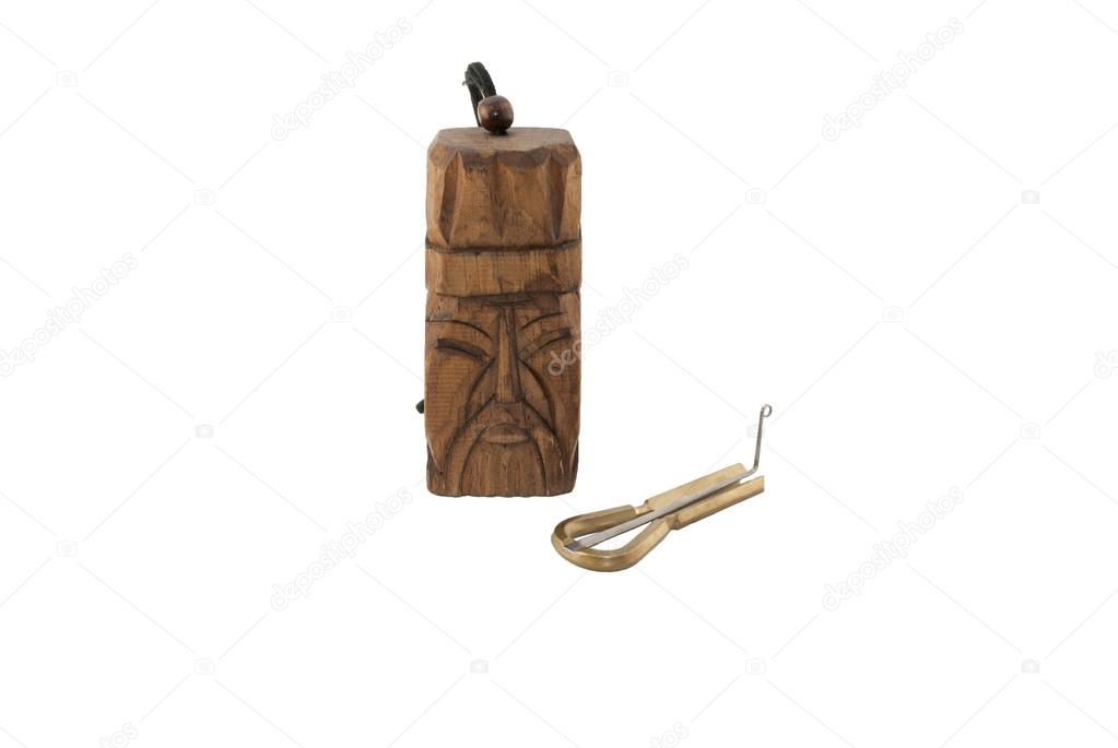 wooden totem and vargan on a white background