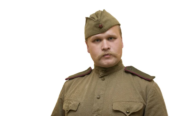 Un joven con bigote en uniforme soviético wwII Fotos De Stock