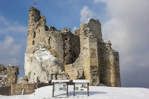 Mirów castle ruins on a winter's night — Zdjęcie stockowe