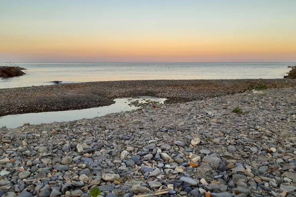 Pláž Krásné Panorama Při Západu Slunce Diano Marina Ligurii Cestování — Stock fotografie