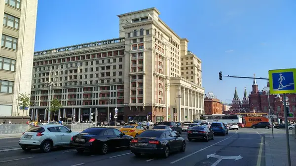 Moskouse Straat Gebouw Dag — Stockfoto