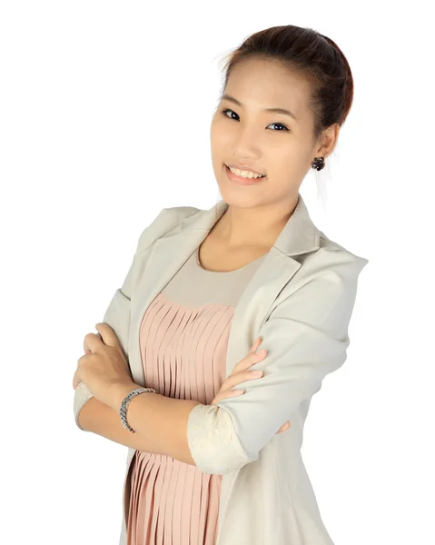 Mujer de negocios joven aislada sobre blanco —  Fotos de Stock