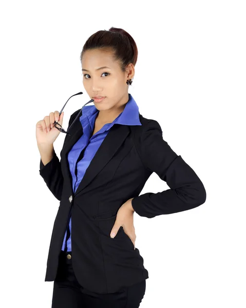 Isolated young business woman on white — Stock Photo, Image