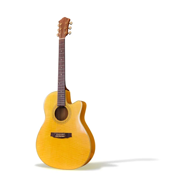 Guitarra acústica amarela isolada — Fotografia de Stock