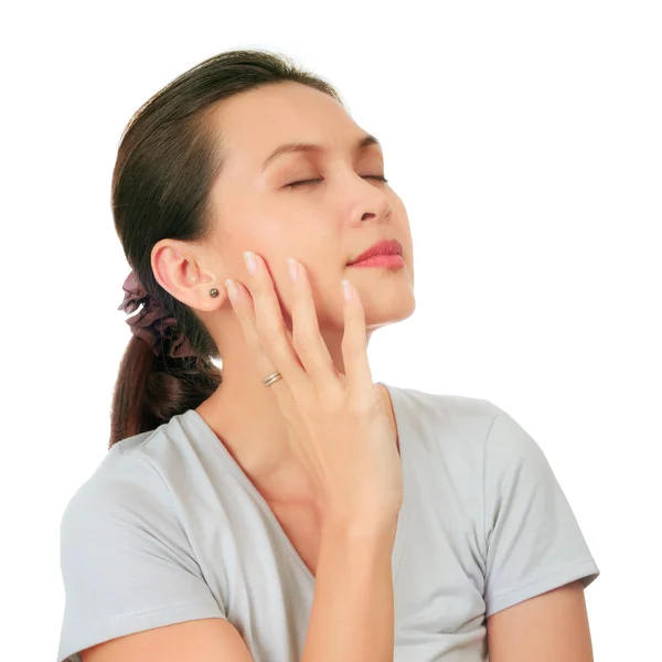 Isolated Relax Facial shot of an asian middle age woman — Stock Photo, Image