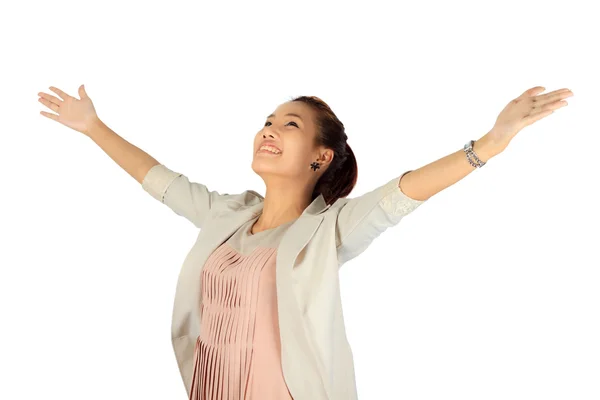 Isolated young business woman over white — Stock Photo, Image