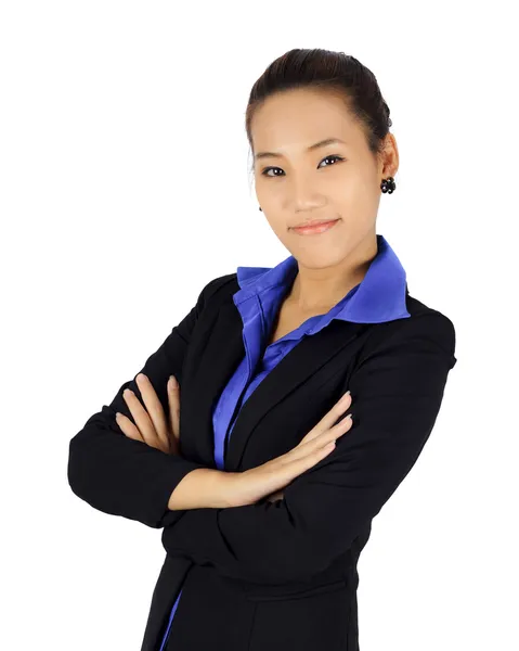 Isolated success young business woman on white — Stock Photo, Image