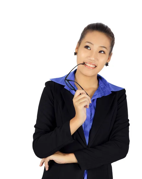 Isolated young business woman on white — Stock Photo, Image