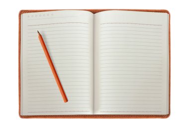 deri defter bir kalem ile