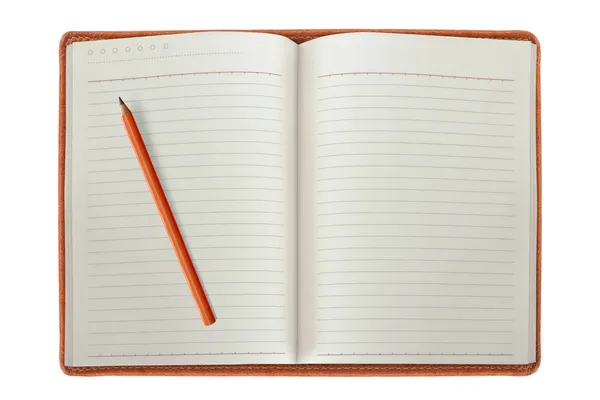 Leather notebook with a pencil — Stock Photo, Image