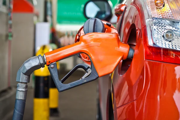 Closeup of a fueling hose at a gas station. — Stock Photo, Image