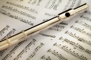 flüt headjoint müzik levhalar üzerinde 14 k gül altın