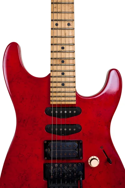 Izolované červená elektrická kytara — Stock fotografie