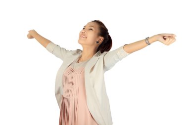 Beyaz genç izole iş kadın