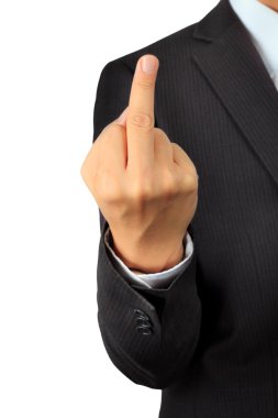 bir yandan iş adamı ile orta parmak duruş, bakış