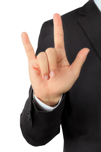 Closeup on a hand of business man with I love you posture — Stock Photo, Image