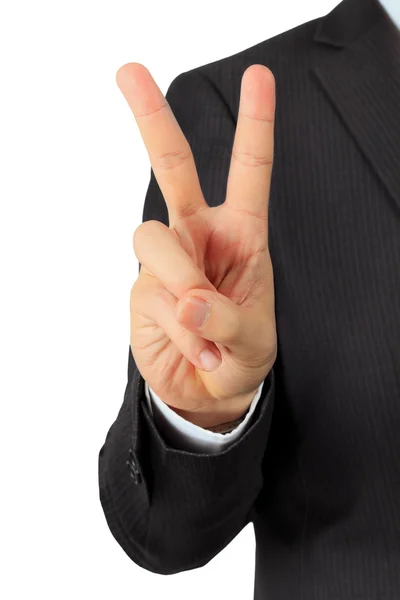 Closeup on a hand of business man with victory posture — Stock Photo, Image