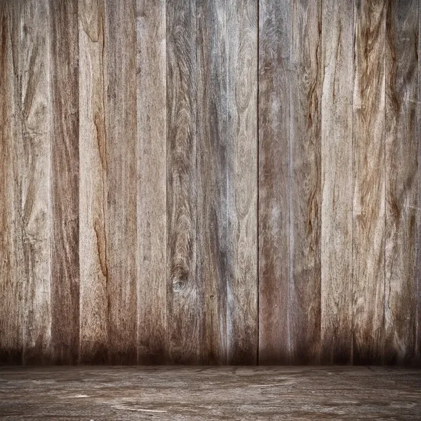 混凝土地板上的木栅栏背景 — 图库照片