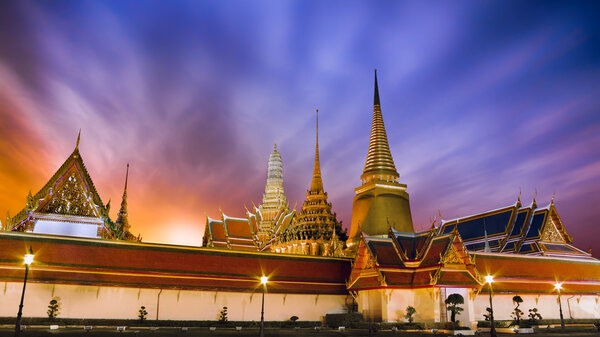 Scene of Wat Phra Kaew's Pagodas From the Grand Palace of Thailand