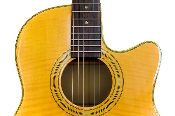 Isolierte gelbe akustische Cutaway-Gitarre — Stockfoto