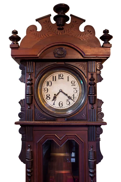Vintage houten klok geïsoleerd — Stockfoto