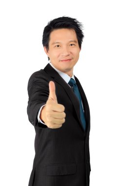 bir iş adamı ile duruşu yukarı başparmak