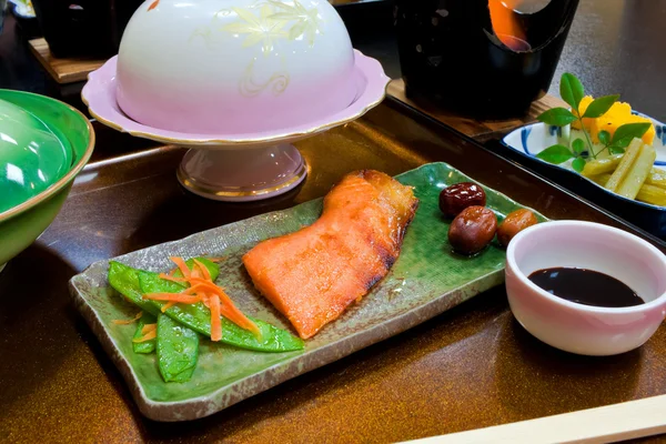 Fried Japanese Salmon Steak — Stock Photo, Image