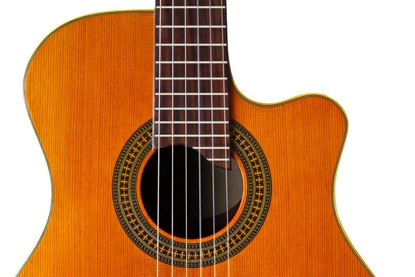 Na białym tle cutaway gitara klasyczna — Zdjęcie stockowe