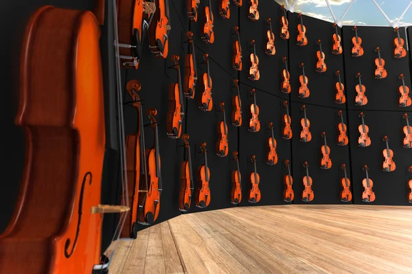 Violins hung on the wall — Stock Photo, Image