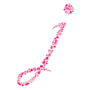 j alfabe üzerinde beyaz izole gül yaprakları ile oluşur.